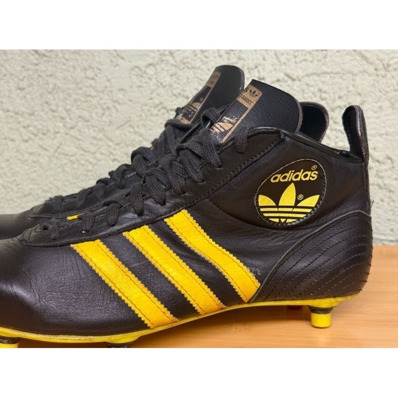 Size 8 - Vintage Adidas Beckenbauer Super Football (Soccer) Cleats Black Yellow - Picture 8 of 13